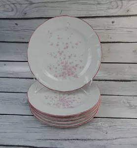 Set 6 piatti insalata Schumann Arzberg Germania Baviera rosa floreale bordo rosa - Foto 1 di 8