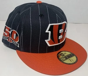 Cincinnati Bengals New Era 59FIFTY Sombrero Ajustado Talla 7 1/4 Pin Rayas 50 Temporadas - Imagen 1 de 13