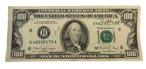 1990 US One Hundred Dollar Bill $100 - Picture 1 of 2