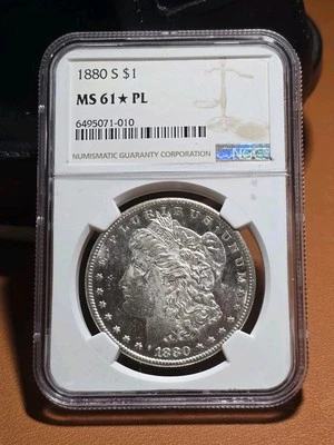1880 S Morgan Dollar NGC MS61* PL Star Proof-Like PQ UNC Very Flashy Coin - Image 1 of 4