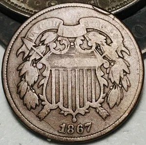 1867 Two Cent Piece 2C Ungraded Post Civil War Date US Type Coin CC27643 - Picture 1 of 4