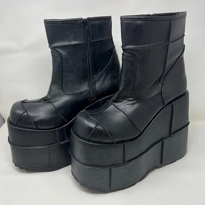 Demonia STACK-201 男女通用厚底踝靴黑色女式 11 码男式 9.5 码  — 第 1/4 张图片