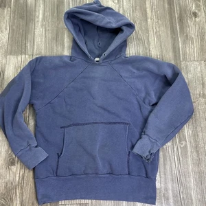 Vintage 50s Brent Blue Double Faced Distressed Faded Cotton Hoodie - Bild 1 von 14