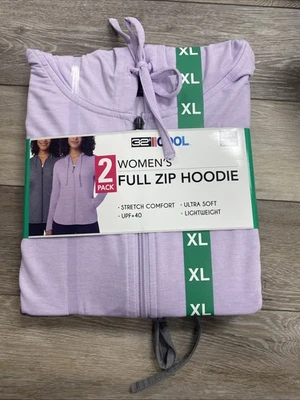 NOVO COM ETIQUETAS 32 GRAUS LEVE ZÍPER COMPLETO UPF PACOTE COM 2 MOLETOM COM CAPUZ ORQUÍDEA E FERRO TAMANHO XL #E602 - Imagem 1 de 2