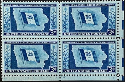 Scott US 942: Iowa Statehood 1946, Block Of 4, Mint OG, FREE Shipping! - Image 1 of 2