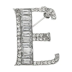 Buchstaben Brosche Anstecknadeln, Buchstabe E Initiale Strass Brosche, Silber - Bild 1 von 7
