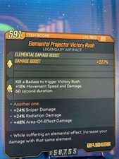 Elemental Projector Victory Rush Sniper/Radiation/A-O-E Dmg Borderlands 3 Xbox 1