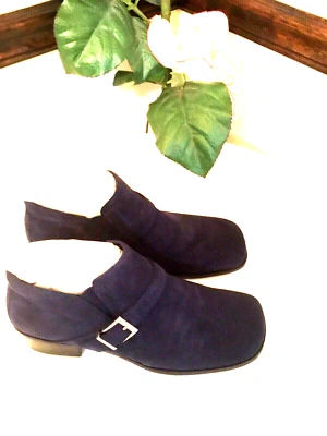 NEW Markon Water-Resistant Suede Monk Strap Boots w/Goring 9.5M  NAVY COLOR - Image 1 of 4