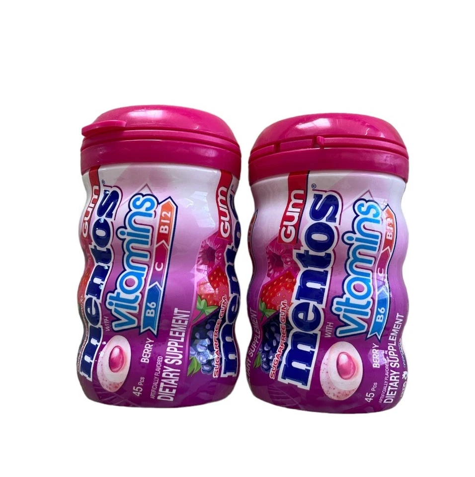 Mentos Sugar Free Chewing Gum with Vitamins B6 C & B12 Berry Flavored Exp 7/24 - Image 1 of 1