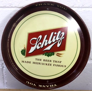 Vintage Schlitz Beer Tray 1950s Milwaukee Brewing Company HOLED for Hanging C9 - Picture 1 of 12