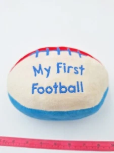 Vintage My First Football Rassel Plüsch Frottee *RAR* lesen rot weiß blau Rarität - Bild 1 von 17