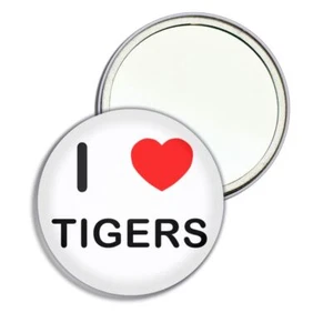 Tigers I Love Heart Round Mirror Pocket Compact (55mm or 77mm) - Picture 1 of 6
