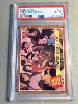 1962 Topps Бейб Рут No143 Величайший Спортивный Герой PSA 6 Новый класс NY Yankees Sharp - Изображение 1 из 4