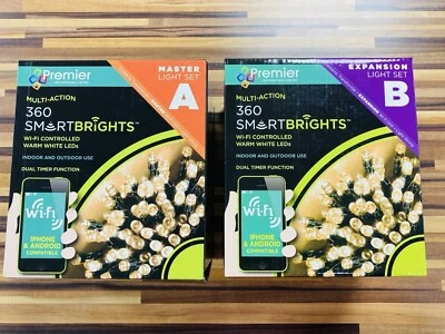 2 X Premier Christmas Lights Wifi 360 LED Warm White Dual Timer (Set A + Set B) - Image 1 of 3