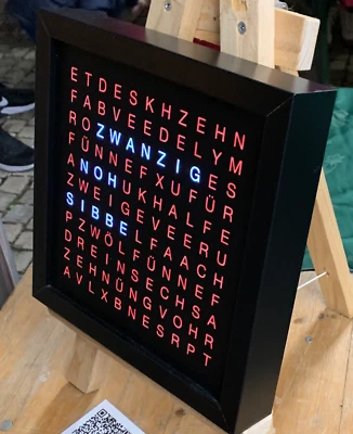 Kölsche Uhr 25cm x 25 cm - Standuhr - Uhzeit in Text - Wanduhr RGB LEDs - Bild 1 von 3