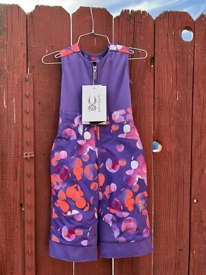 $110 Spyder Bitsy Tart Pantalones Niñas Pequeñas 2T Esquí Babero Nieve Nuevo Púrpura Brillante Foto 1 de 4