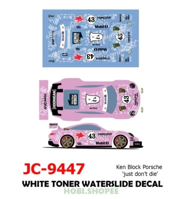 JC-9447 White Toner Waterslide Decals Ken Block Porsche Diecast 1:64 Hot wheels - Image 1 of 3
