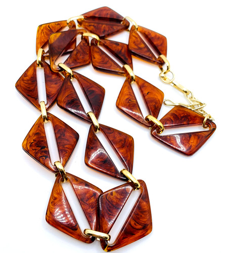 SAINT LAURENT (YSL) Vintage Yves Saint Laurent YSL? Cintura Collana Grossa Conchiglia Falso Tartaruga Lucite anni '70