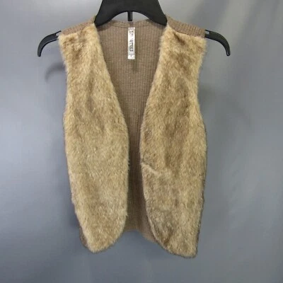 Chaleco Beautees de piel sintética para niñas talla M frente abierto mediano Sherpa Foto 1 de 4