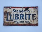 Vintage+Standard+Lubrite+Motor+Oil+Double+Sided+Tin+Advertising+Sign+20x11+Mobil