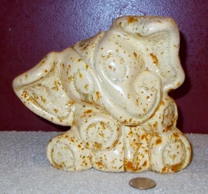 Vintage CERAMIC Sitting ELEPHANT FIGURINE Stuffed Toy Style Spatter Glaze 1970s - Picture 1 of 7
