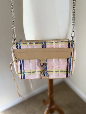 Rebecca Minkoff M.A.C. Bandolera/Bolso de Hombro Tweed Cuero Borde Cadena Correa Foto 1 de 4