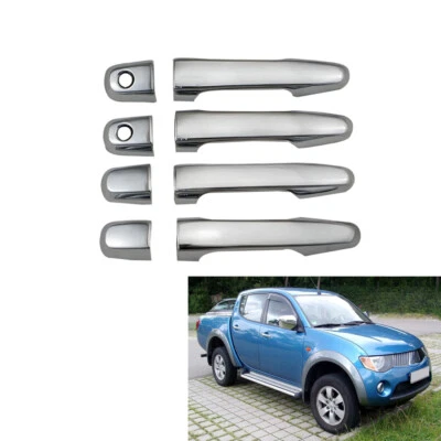 Chrome Door Handle Cover Trim 4 Doors For Mitsubishi Triton L200 2005-2014 Foto 1 de 4