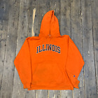 Champion Hoodie Mens Y2k Illinios College Training Sweatshirt Orange Xl