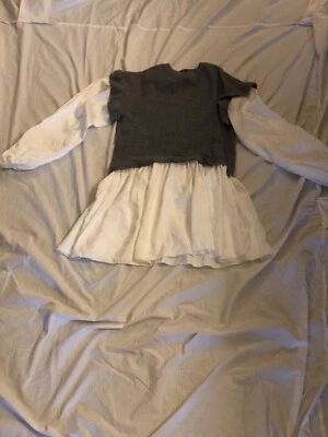 Camisa camafeo gris rosa 2 en 1 tejida con volantes para mujer talla S Foto 1 de 4