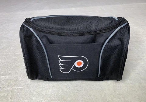 Flyers Toiletry Bag, NHL Licensed, Black w/ Flyers Logo, 10” x 6” x 6”, Hanging Cover