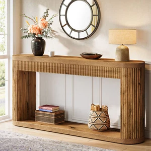 Tribesigns 63" Fluted Console Table for Entryway, Narrow Sofa Table Behind Couch - Picture 1 of 9
