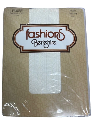Pantimedias vintage 1980 Berkshire Fashions filigrana marfil texturizado talla 3-4 nuevas de stock Foto 1 de 2
