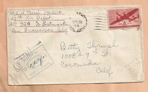 Segunda Guerra Mundial Correo Militar Apo 929 1944 27º DEPÓSITO AÉREO CENSURADO - Imagen 1 de 1