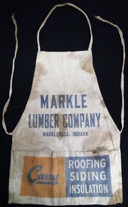 VTG ANTIQUE MARKLE INDIANA NAIL APRON LUMBER CO ADVERTISING CAREY ROOFING l - Picture 1 of 2