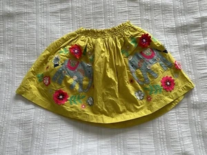 Mini Boden Yellow Elephant Floral Appliqué Pull On Summer Skirt Age 7-8 Years - Picture 1 of 10
