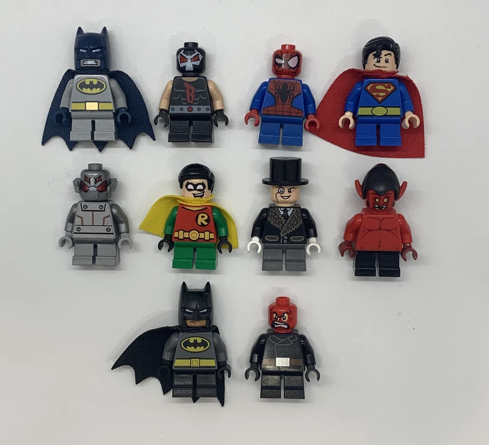 10 Mighty Micros Minifigs: Super Hero Figures: Superman Bane Spiderman Robin - Image 1 of 1
