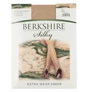 BERKSHIRE Silky Extra Wear Sheer Control Top Pantyhose sz 3 Nude Hosiey - Picture 1 of 4