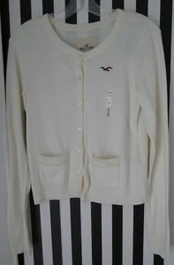 ¡NUEVO CON ETIQUETAS! CÁRDIGAN VINTAGE Y2K HOLLISTER BEIGE CON BOTONES BOLSILLOS DE ASIENTO/VOLANTES L - Imagen 1 de 10
