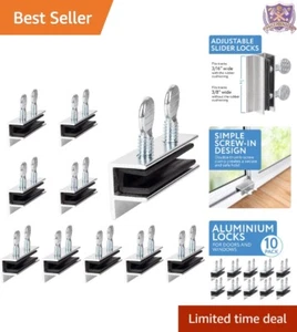 10-Pack Aluminum Sliding Door & Window Locks - Easy Install Secure Protection - Picture 1 of 8