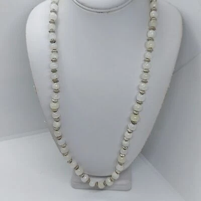 Agate Necklace With Silver Tone Spacers - Image 1 of 4