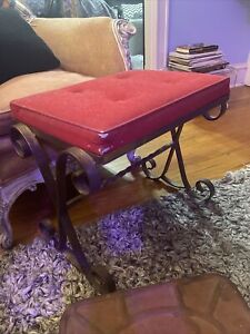 Rene’ Prou Style mid century vintage wrought iron French medieval heavy Bench