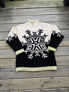 Vintage Express 100% Wool Snow Flake Turtle Neck, Made In Hong Kong Size Medium - Picture 1 of 7