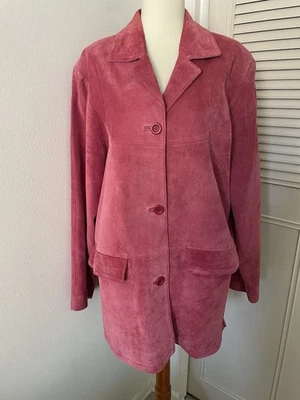 Jaqueta Jessica Holbrook feminina blazer camurça vermelha casaco botão frontal tamanho M - Imagem 1 de 4