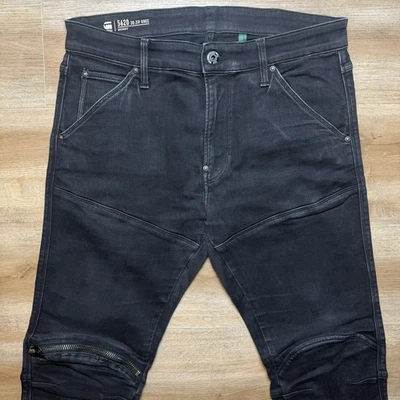 G Star RAW Jeans Men 33x32 Black 5620 3D Zip Knee Skinny Stretch Grunge Moto - Image 1 of 4