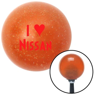 Red I <3 for NISSAN Orange Metal Flake Shift Knob w/ M16x1.5 Insert Shifter - Image 1 of 4