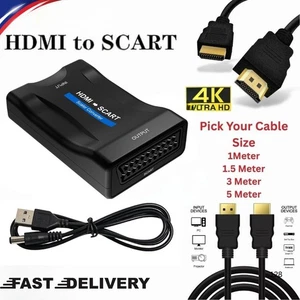 HDMI to Scart Converter Adapter HD Device to Old TV/Monitor Display USB Powered - Picture 1 of 22