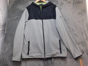 Under Armour Jacket Mens XL Gray Black ColdGear Hooded Full Zip Performance - Picture 1 of 17
