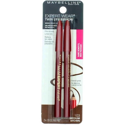 3 Pack Maybelline Expert Wear Twin Eye & Brow Eyeliner Pencil, Medium Brown, ... - Image 1 of 2