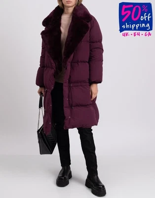 RRP €890 ADD Down Overcoat IT42 US4 UK10 M Detachable Rabbit Fur Collar - Image 1 of 4