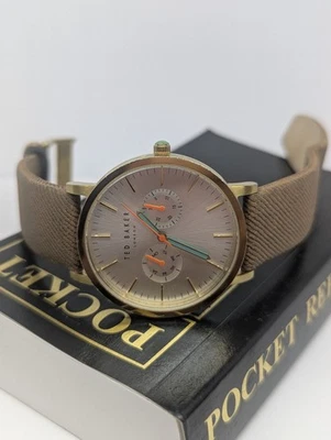 Ted Baker London Reloj de Cuarzo Hombre 30m Color Dorado Cuero Día Fecha Batería Nueva Foto 1 de 4